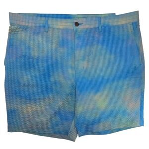 Original Penguin Mens 38 Seersucker Tie Dye Shorts Blue Cloisonne OGBSC035SU NWT